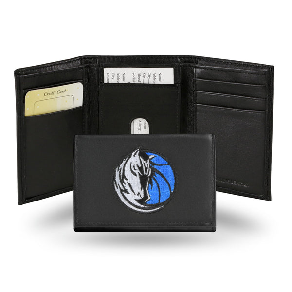 Wholesale NBA Dallas Mavericks Embroidered Genuine Leather Tri-fold Wallet 3.25" x 4.25" - Slim By Rico Industries