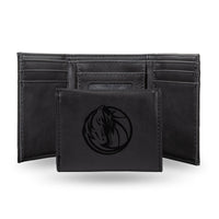 Wholesale NBA Dallas Mavericks Laser Engraved Black Tri-Fold Wallet - Men's Accessory By Rico Industries