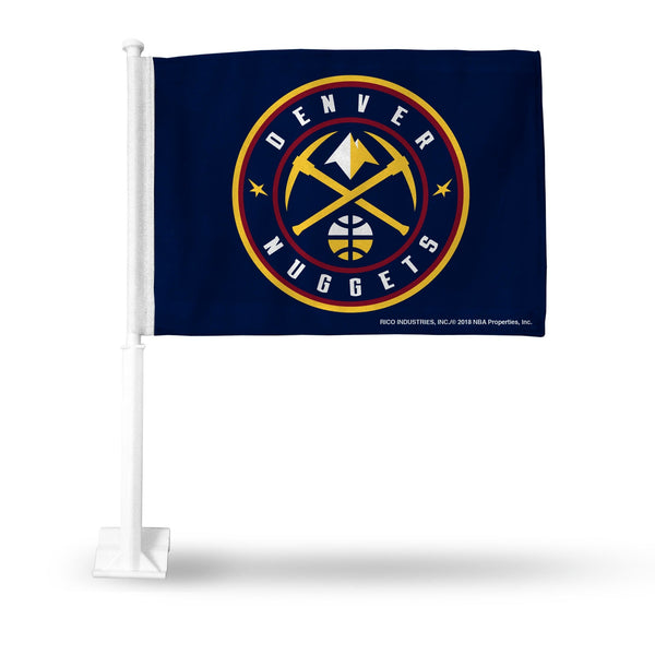 Wholesale NBA Denver Nuggets Double Sided Car Flag - 16" x 19" - Strong Pole that Hooks Onto Car/Truck/Automobile By Rico Industries