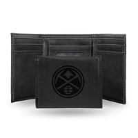 Wholesale NBA Denver Nuggets Laser Engraved Black Tri-Fold Wallet - Men's Accessory By Rico Industries