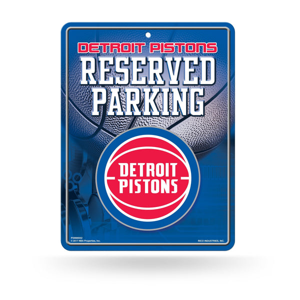 Wholesale NBA Detroit Pistons 8.5" x 11" Metal Parking Sign - Great for Man Cave, Bed Room, Office, Home Décor By Rico Industries