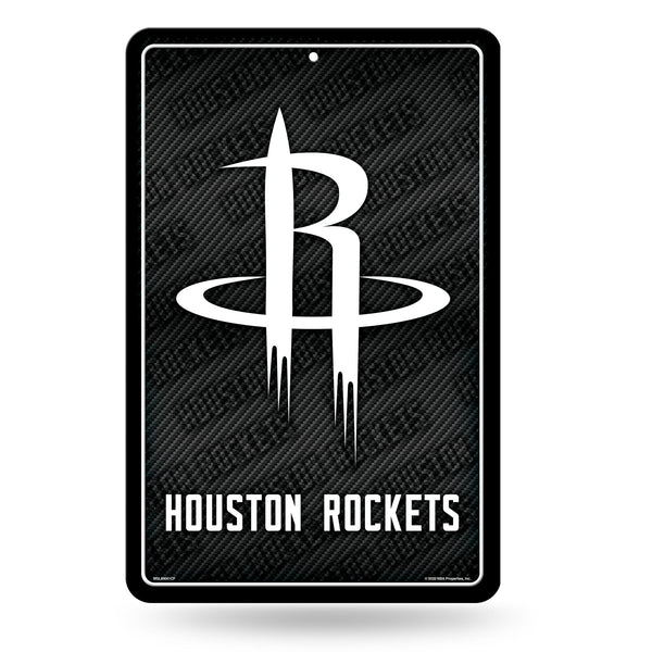 Wholesale NBA Houston Rockets 11" x 17" Carbon Fiber Design Metal Sign - Made in The USA - Indoor or Outdoor Décor By Rico Industries