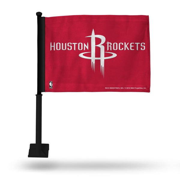 Wholesale NBA Houston Rockets Double Sided Car Flag - 16" x 19" - Strong Black Pole that Hooks Onto Car/Truck/Automobile By Rico Industries