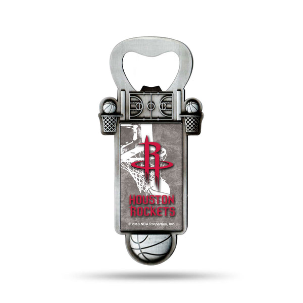 Wholesale NBA Houston Rockets Magnetic Bottle Opener, Stainless Steel, Strong Magnet to Display on Fridge By Rico Industries