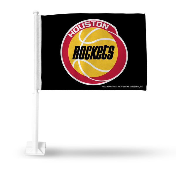 Wholesale NBA Houston Rockets "Retro Design" Double Sided Car Flag - 16" x 19" - Strong Pole that Hooks Onto Car/Truck/Automobile By Rico Industries