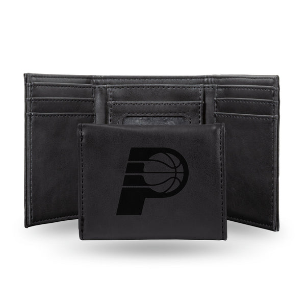 Wholesale NBA Indiana Pacers Laser Engraved Black Tri-Fold Wallet - Men's Accessory By Rico Industries