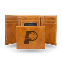 Wholesale NBA Indiana Pacers Laser Engraved Brown Tri-Fold Wallet - Men's Accessory By Rico Industries