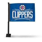 Wholesale NBA Los Angeles Clippers Double Sided Car Flag - 16" x 19" - Strong Black Pole that Hooks Onto Car/Truck/Automobile By Rico Industries