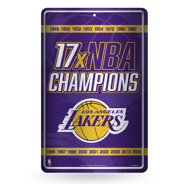 Wholesale NBA Los Angeles Lakers 11" x 17" Large Metal Home Décor Sign By Rico Industries