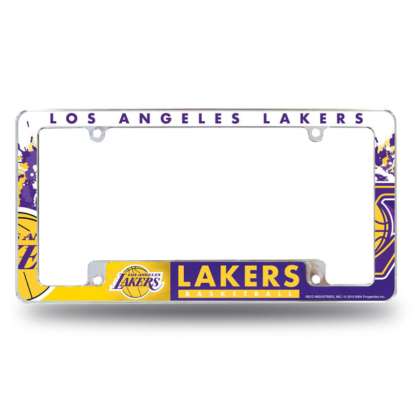Wholesale NBA Los Angeles Lakers 12" x 6" Chrome All Over Automotive License Plate Frame for Car/Truck/SUV By Rico Industries