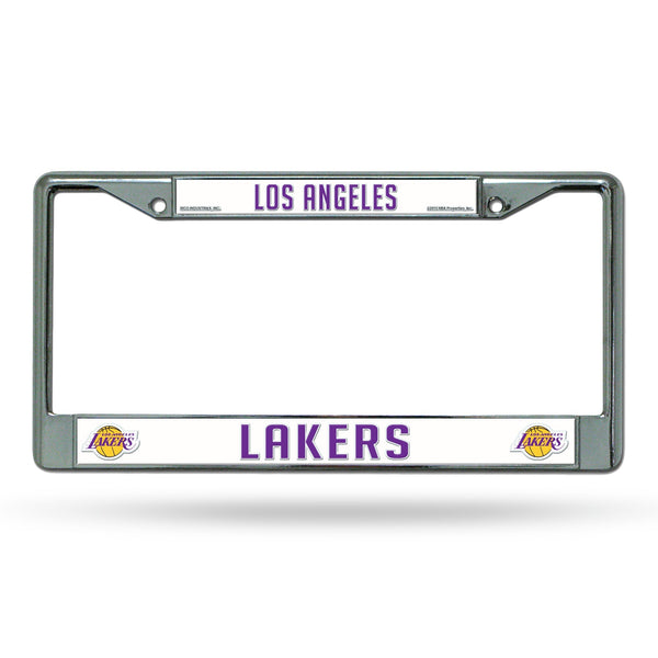 Wholesale NBA Los Angeles Lakers 12" x 6" Silver Chrome Car/Truck/SUV Auto Accessory By Rico Industries