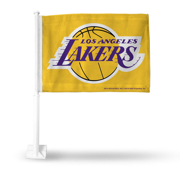 Wholesale NBA Los Angeles Lakers Double Sided Car Flag - 16" x 19" - Strong Pole that Hooks Onto Car/Truck/Automobile By Rico Industries