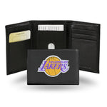 Wholesale NBA Los Angeles Lakers Embroidered Genuine Leather Tri-fold Wallet 3.25" x 4.25" - Slim By Rico Industries