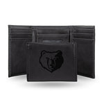 Wholesale NBA Memphis Grizzlies Laser Engraved Black Tri-Fold Wallet - Men's Accessory By Rico Industries
