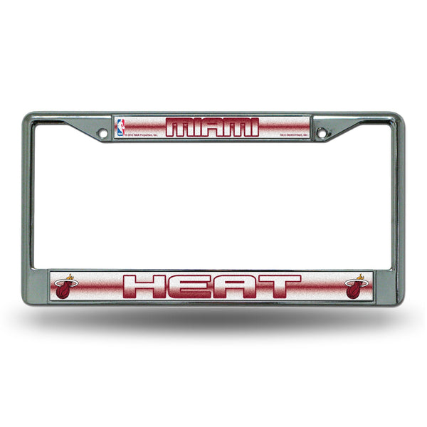 Wholesale NBA Miami Heat 12" x 6" Silver Bling Chrome Car/Truck/SUV Auto Accessory By Rico Industries