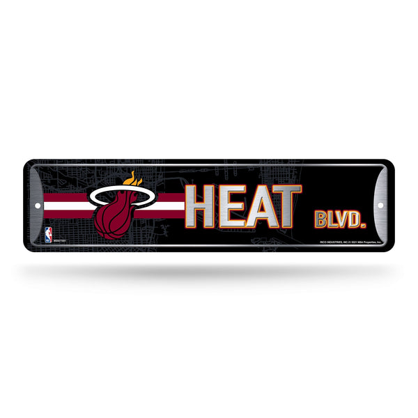 Wholesale NBA Miami Heat Metal Street Sign 4" x 15" Home Décor - Bedroom - Office - Man Cave By Rico Industries