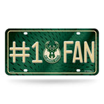Wholesale NBA Milwaukee Bucks #1 Fan Metal Auto Tag 8.5" x 11" - Great For Truck/Car/SUV By Rico Industries