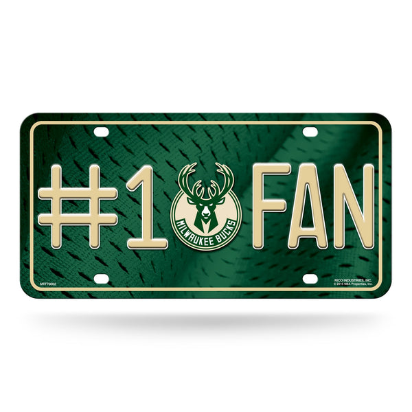 Wholesale NBA Milwaukee Bucks #1 Fan Metal Auto Tag 8.5" x 11" - Great For Truck/Car/SUV By Rico Industries