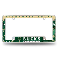 Wholesale NBA Milwaukee Bucks 12" x 6" Chrome All Over Automotive License Plate Frame for Car/Truck/SUV By Rico Industries