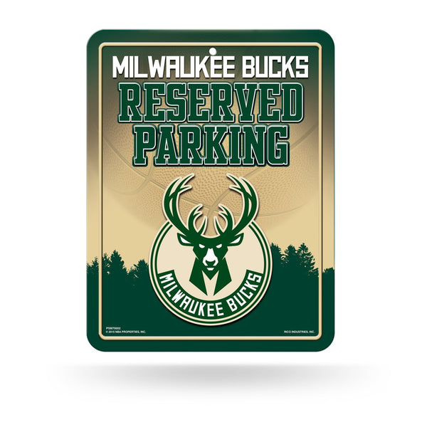 Wholesale NBA Milwaukee Bucks 8.5" x 11" Metal Parking Sign - Great for Man Cave, Bed Room, Office, Home Décor By Rico Industries