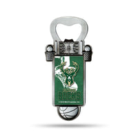 Wholesale NBA Milwaukee Bucks Magnetic Bottle Opener, Stainless Steel, Strong Magnet to Display on Fridge By Rico Industries