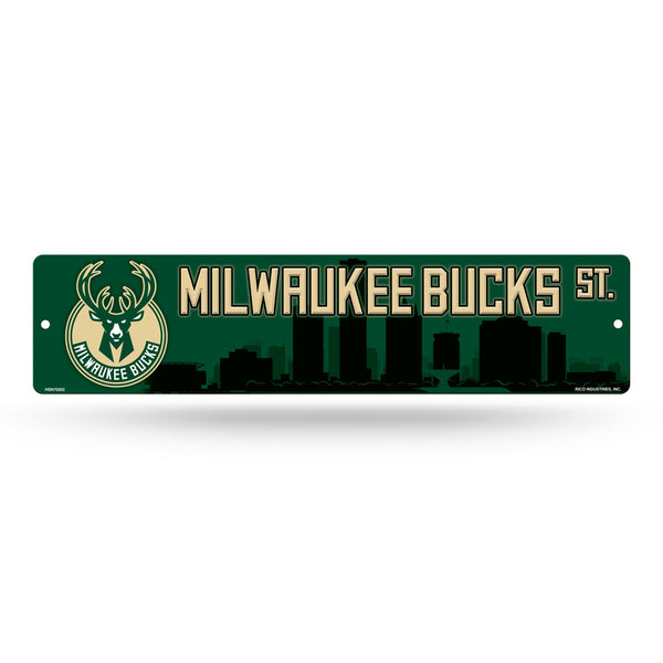 Wholesale NBA Milwaukee Bucks Plastic 4" x 16" Street Sign By Rico Industries