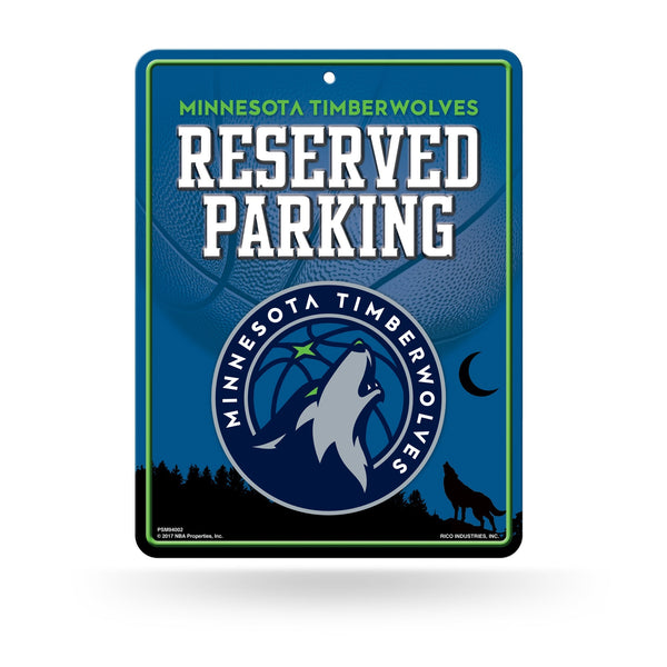 Wholesale NBA Minnesota Timberwolves 8.5" x 11" Metal Parking Sign - Great for Man Cave, Bed Room, Office, Home Décor By Rico Industries