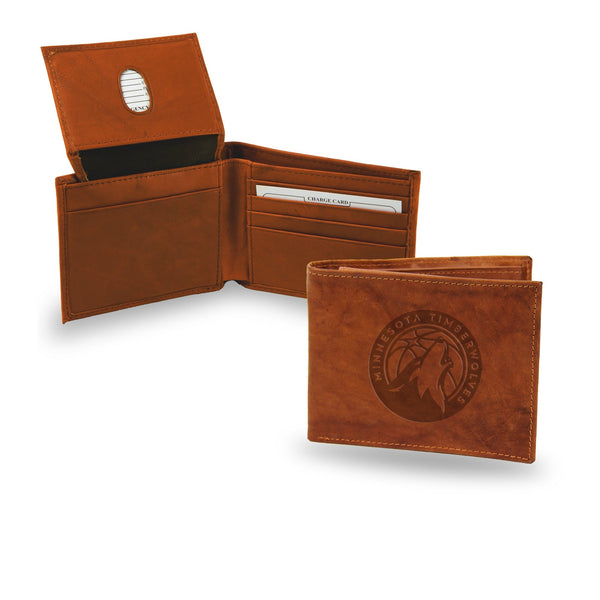 Wholesale NBA Minnesota Timberwolves Genuine Leather Billfold Wallet - 3.25" x 4.25" - Slim Style By Rico Industries