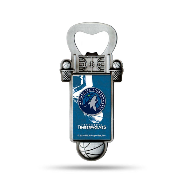 Wholesale NBA Minnesota Timberwolves Magnetic Bottle Opener, Stainless Steel, Strong Magnet to Display on Fridge By Rico Industries