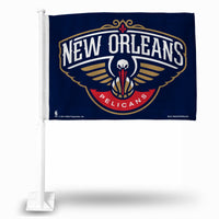 Wholesale NBA New Orleans Pelicans Double Sided Car Flag - 16" x 19" - Strong Pole that Hooks Onto Car/Truck/Automobile By Rico Industries