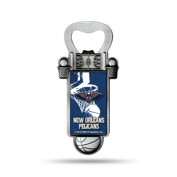 Wholesale NBA New Orleans Pelicans Magnetic Bottle Opener, Stainless Steel, Strong Magnet to Display on Fridge By Rico Industries