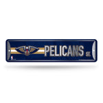 Wholesale NBA New Orleans Pelicans Metal Street Sign 4" x 15" Home Décor - Bedroom - Office - Man Cave By Rico Industries