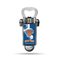 Wholesale NBA New York Knicks Magnetic Bottle Opener, Stainless Steel, Strong Magnet to Display on Fridge By Rico Industries