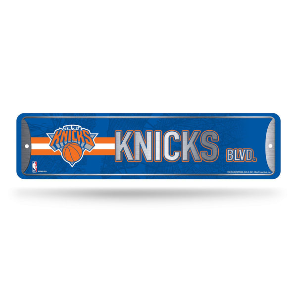 Wholesale NBA New York Knicks Metal Street Sign 4" x 15" Home Décor - Bedroom - Office - Man Cave By Rico Industries