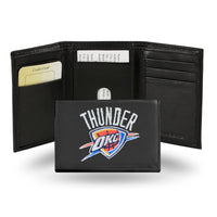 Wholesale NBA Oklahoma City Thunder Embroidered Genuine Leather Tri-fold Wallet 3.25" x 4.25" - Slim By Rico Industries