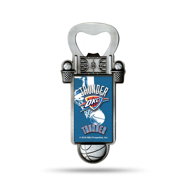 Wholesale NBA Oklahoma City Thunder Magnetic Bottle Opener, Stainless Steel, Strong Magnet to Display on Fridge By Rico Industries