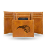 Wholesale NBA Orlando Magic Laser Engraved Brown Tri-Fold Wallet - Men's Accessory By Rico Industries