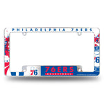 Wholesale NBA Philadelphia 76ers 12" x 6" Chrome All Over Automotive License Plate Frame for Car/Truck/SUV By Rico Industries
