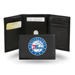 Wholesale NBA Philadelphia 76ers Embroidered Genuine Leather Tri-fold Wallet 3.25" x 4.25" - Slim By Rico Industries