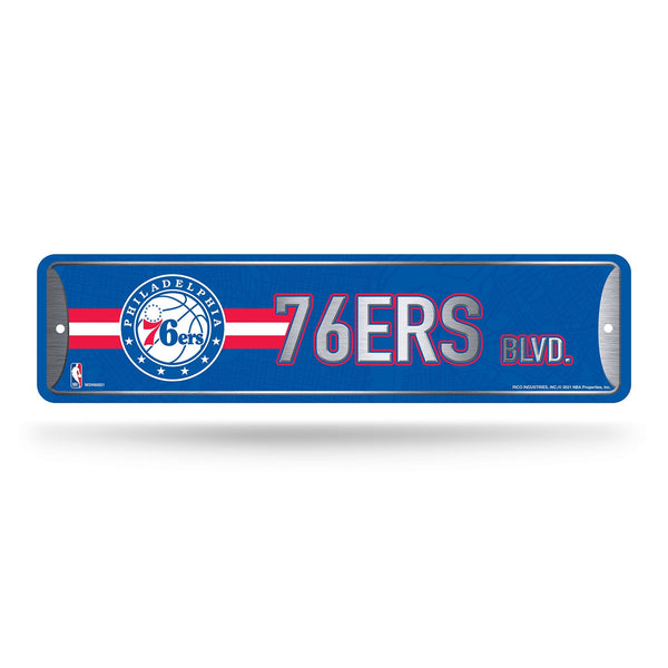 Wholesale NBA Philadelphia 76ers Metal Street Sign 4" x 15" Home Décor - Bedroom - Office - Man Cave By Rico Industries