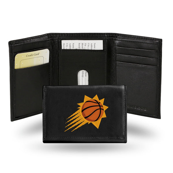 Wholesale NBA Phoenix Suns Embroidered Genuine Leather Tri-fold Wallet 3.25" x 4.25" - Slim By Rico Industries