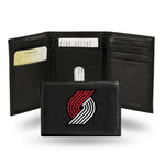 Wholesale NBA Portland Trail Blazers Embroidered Genuine Leather Tri-fold Wallet 3.25" x 4.25" - Slim By Rico Industries