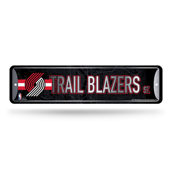 Wholesale NBA Portland Trail Blazers Metal Street Sign 4" x 15" Home Décor - Bedroom - Office - Man Cave By Rico Industries