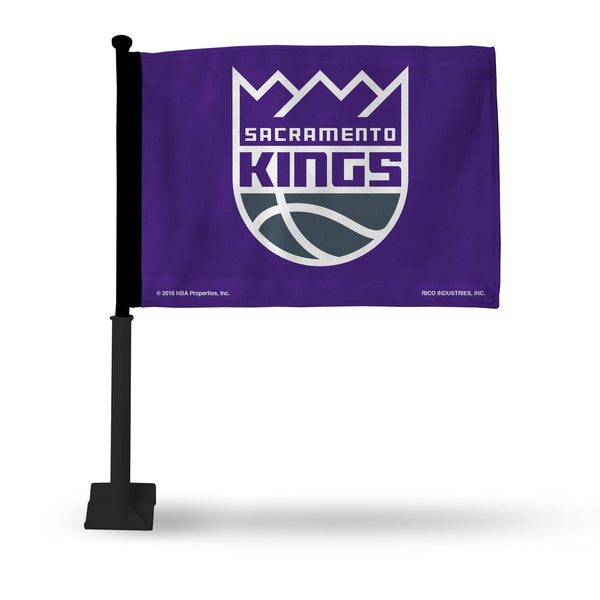 Wholesale NBA Sacramento Kings Double Sided Car Flag - 16" x 19" - Strong Black Pole that Hooks Onto Car/Truck/Automobile By Rico Industries