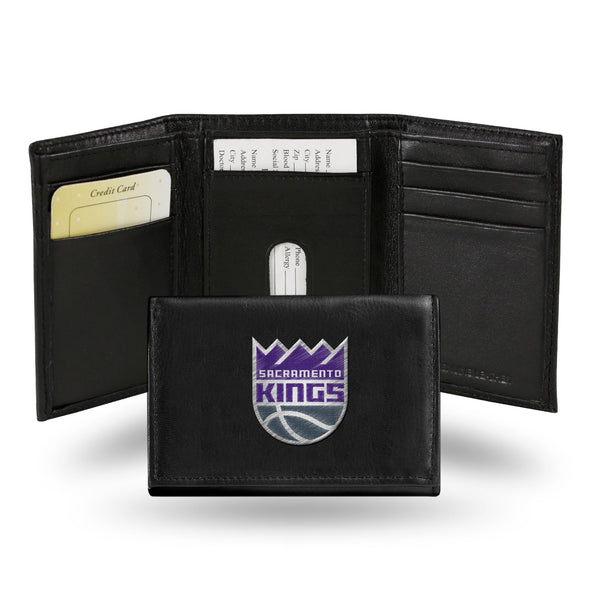 Wholesale NBA Sacramento Kings Embroidered Genuine Leather Tri-fold Wallet 3.25" x 4.25" - Slim By Rico Industries