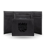 Wholesale NBA Sacramento Kings Laser Engraved Black Tri-Fold Wallet - Men's Accessory By Rico Industries