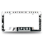 Wholesale NBA San Antonio Spurs 12" x 6" Chrome All Over Automotive License Plate Frame for Car/Truck/SUV By Rico Industries