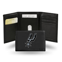 Wholesale NBA San Antonio Spurs Embroidered Genuine Leather Tri-fold Wallet 3.25" x 4.25" - Slim By Rico Industries