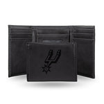 Wholesale NBA San Antonio Spurs Laser Engraved Black Tri-Fold Wallet - Men's Accessory By Rico Industries