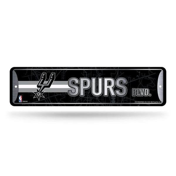 Wholesale NBA San Antonio Spurs Metal Street Sign 4" x 15" Home Décor - Bedroom - Office - Man Cave By Rico Industries